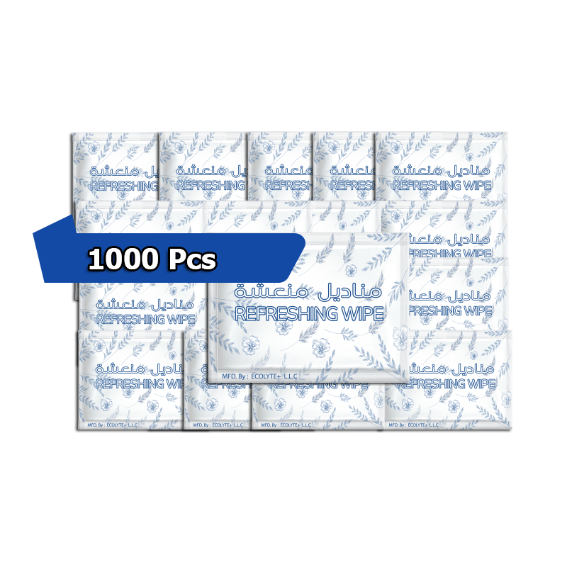 Ecolyte everyday refreshing wet wipes, kills germs, removes oil & dirt, moisturizing, hydrating & soothing fragrance - pack of 1x1000 pieces