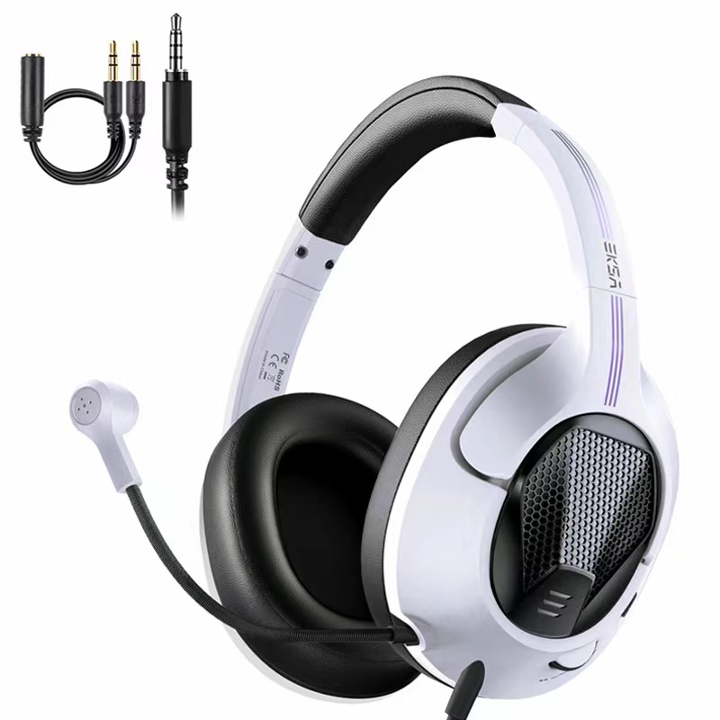 Gaming headset 3.5mm stereo wired headphones with microphone