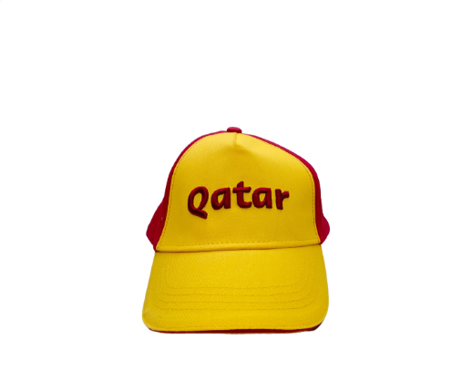 Wholesale fifa 2022 qatar unisex cap with official emblem brugundy&yellow