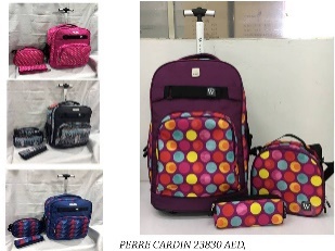 Wholesale school bag pierre cardin big wheels solid  backpack trolley 19&#34; with lunch bag  pencil case