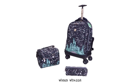 Wholesale school bag wires 4 wheels trolley 19&#38;#34; with lunch bag pencil case