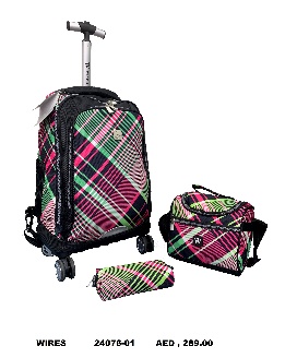 Wholesale school bag wires printed backpack trolley with luch bag  pencil case