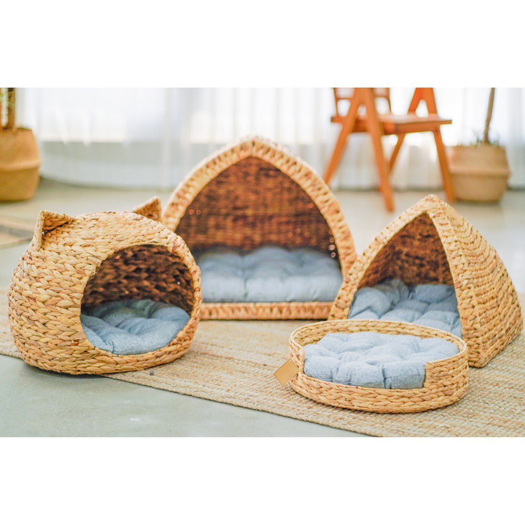 Water hyacinth pet bed, wicker woven pet house, handmade dog cat bed