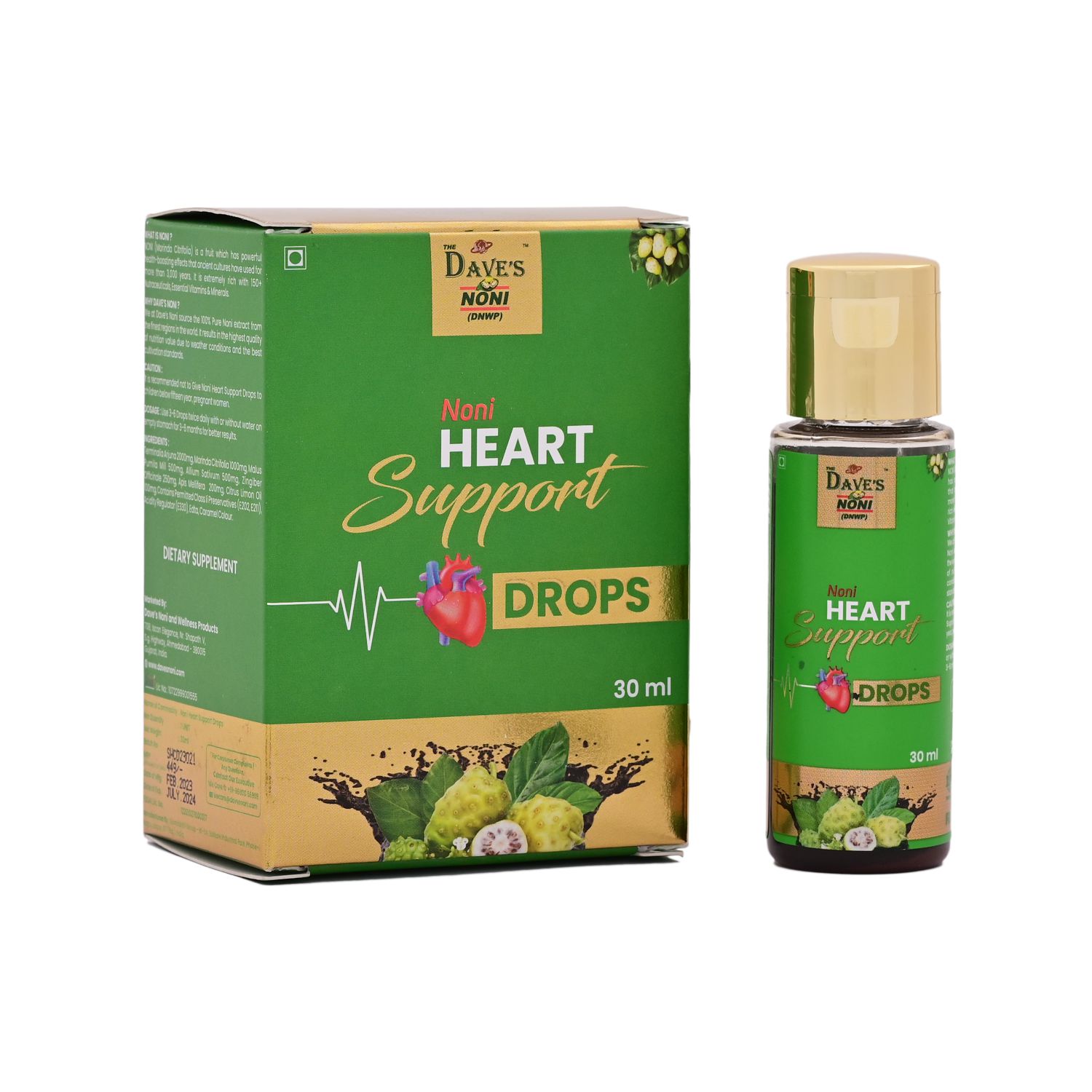 The Daves Noni Heart Support Drops for Cardiac Wellness & Cholesterol Control, Noni Immunity Booster Drops-30ML