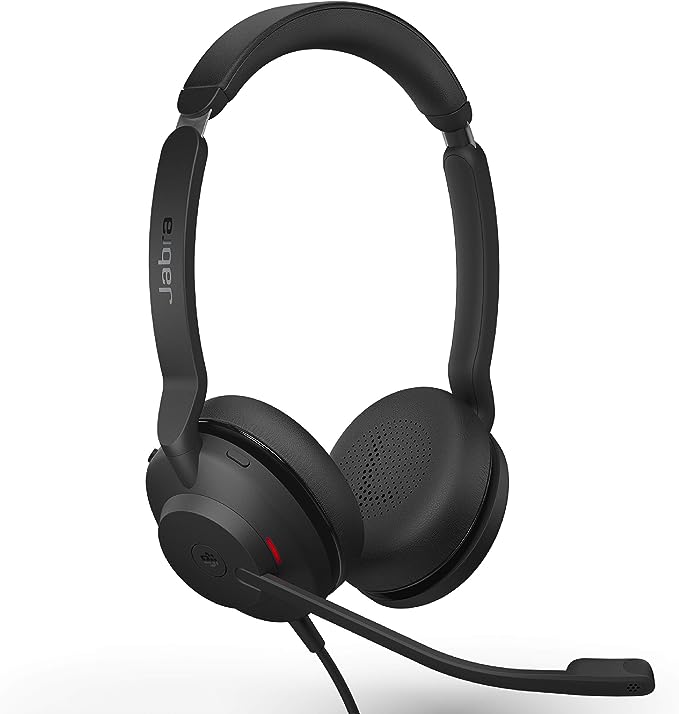 Jabra evolve2 30 ms wired headset, usb-a, stereo, black – lightweight, portable telephone headset with 2 built-in microphones – work headset with superior audio and reliable comfort