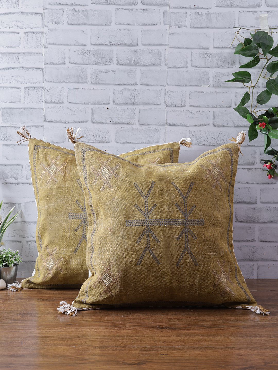 20x20 cactus silk inspired linen throw pillow covers