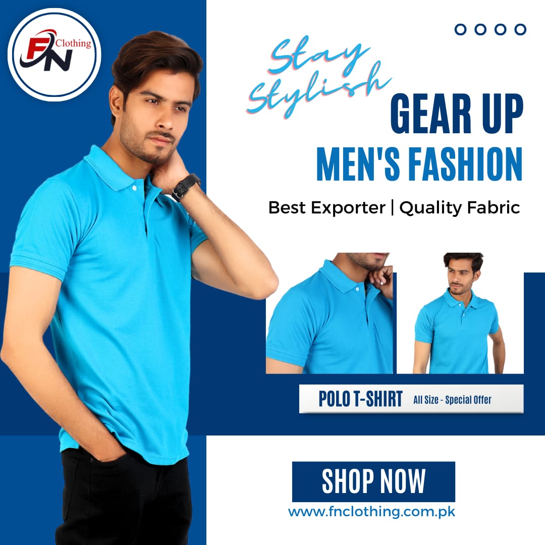 Men’s Blue Honeycomb Polo Shirt (100% Cotton)