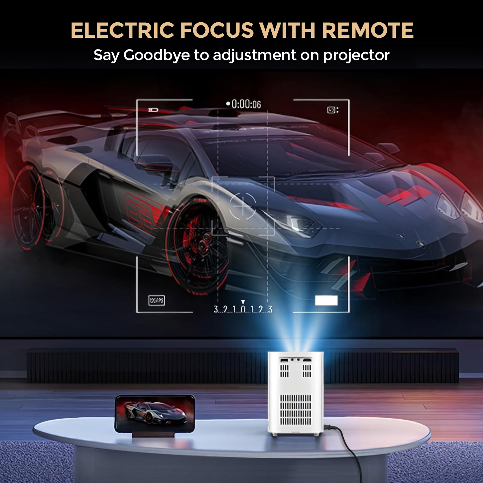 WOWNECT WP83 Smart Mini Android Projector 5500 Lumens with 150&#34; Display Built-in Dual Hi-Fi Speakers Supported 1080P (60FPS) Portable Projector 4K_6