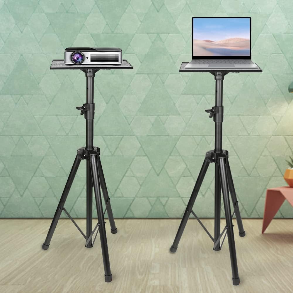 WOWNECT Projector Tripod Stand Universal Speaker Stand Mount Holder Adjustable Height from 40Inch to 71Inch] with Mounting Bracket &#38;#38; Rack Tray_5