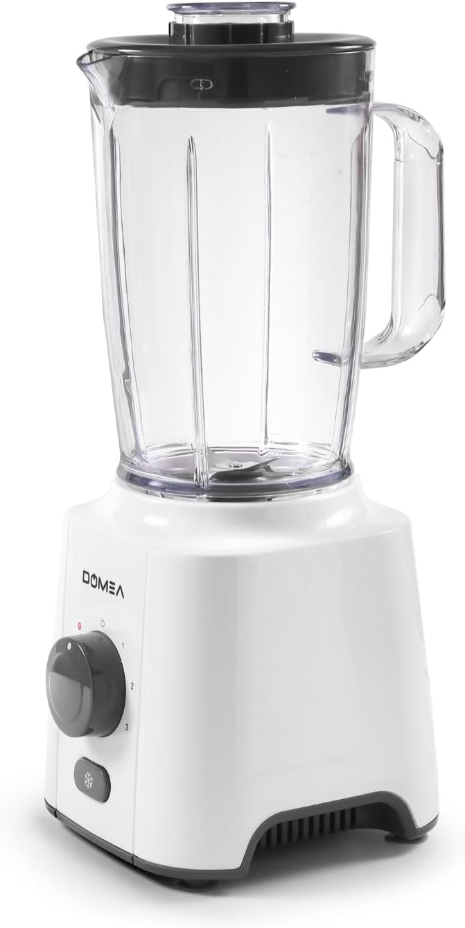 Domea 2 in 1 blender with 1.6l container jar, 650 w powerful motor with 3 speed control & pulse, stainless steel blade, 2 year warranty