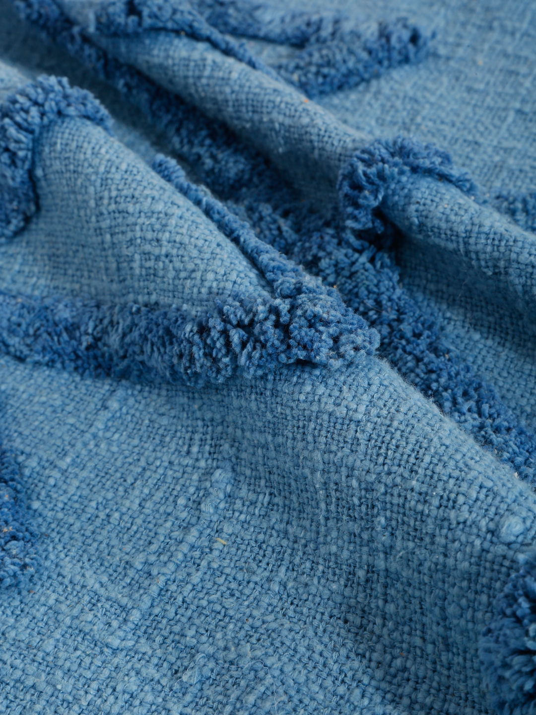 Blue Color Tufted Throw Blanket |  Handmade Cotton Blanket | Throw Blanket for every Room | Home Decor Throw Blanket | Gift For Mom_3