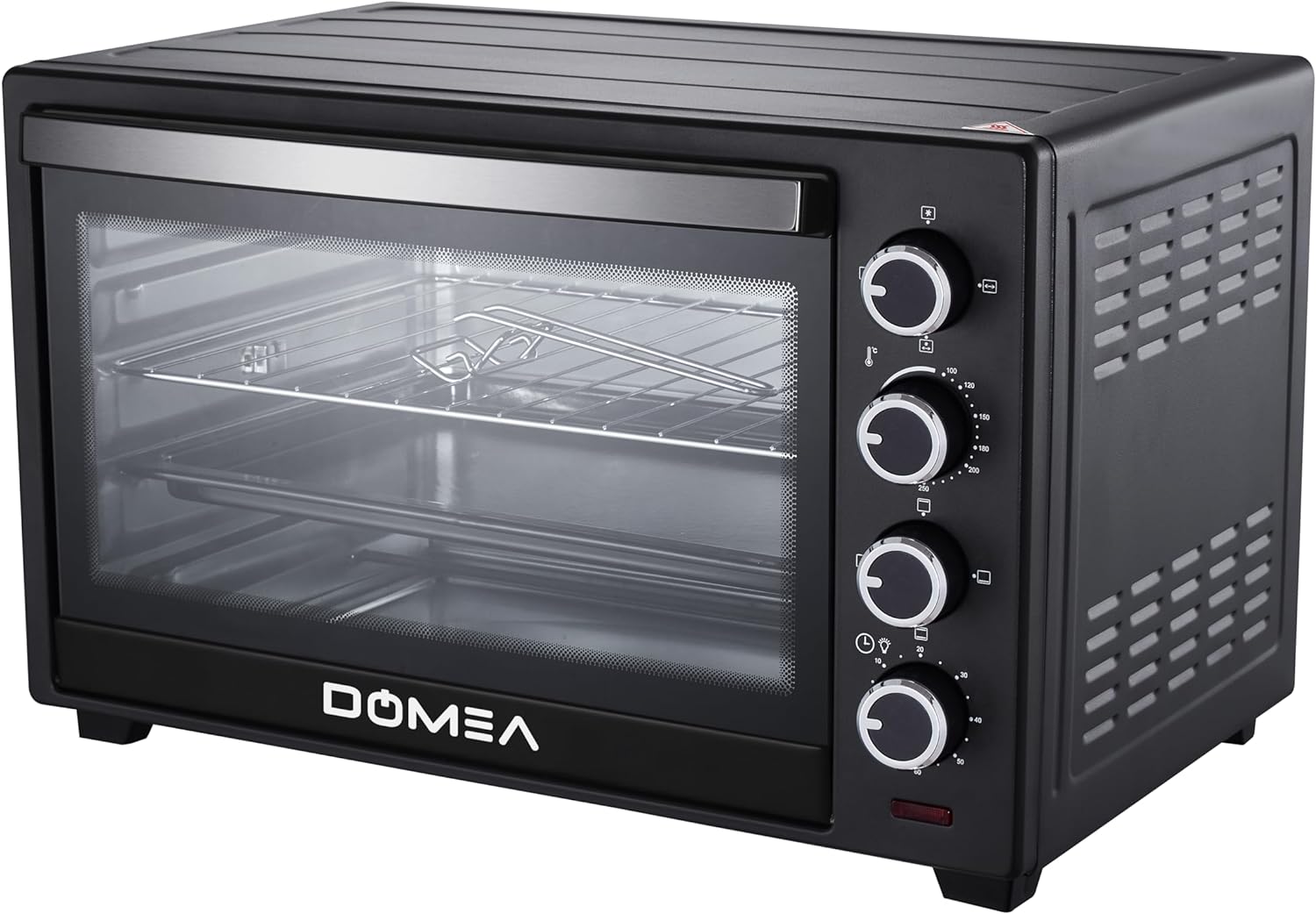 Domea electric toaster oven | counter top oven with rotisserie function| convection function | grill and cooking tray | adjustable heat settings | 60 minutes timer, 40 litre, 1600w