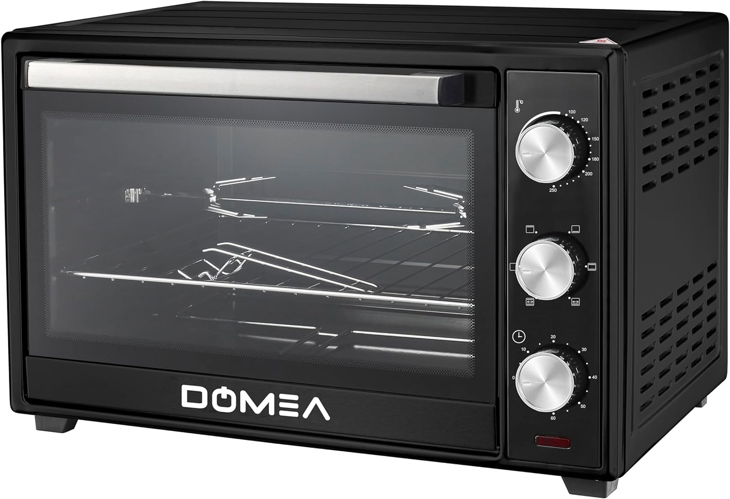 Domea electric toaster oven | counter top oven with rotisserie function | grill and cooking tray | adjustable heat settings | 60 minutes timer, 25 litre, 1600w