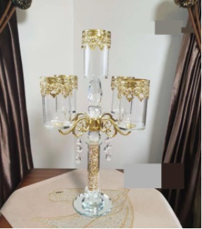 5 candle holder faceted balls sparkly decorative silver & golden crystal