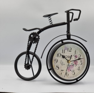 Vintage style bicycle metal clock- black color