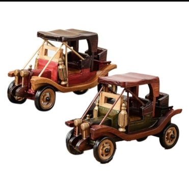 Big wooden vintage car sculpture