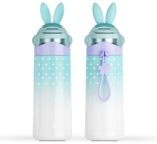 زجاجة ماء بأذن الأرنب / زجاجة معزولة من الفولاذ المقاوم للصدأ / زجاجة فراغ بشكل أرنب للأطفال - 350 مل - 24 سم × 6.7 سم
