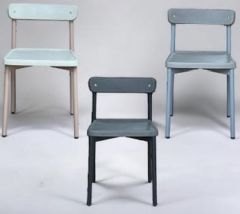 Concrete side chair with metal frame