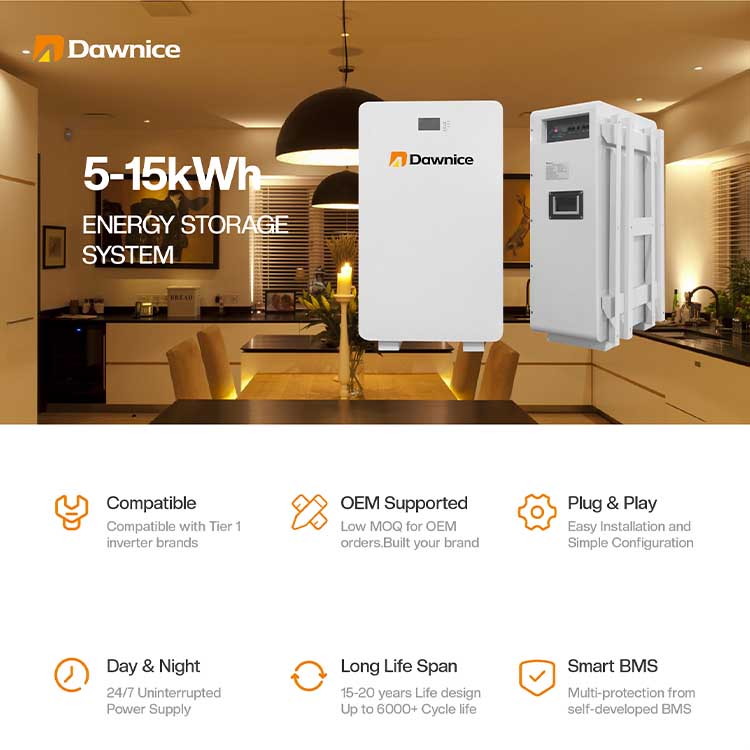 Dawnice 5kwh 10kwh 15kwh wall mounted lithium battery