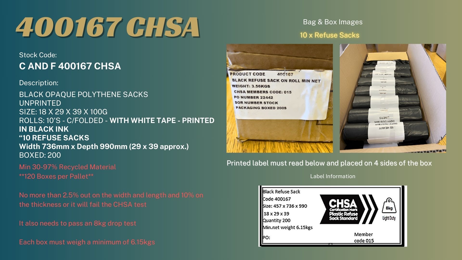 BLACK OPAQUE POLYTHENE SACKS  (UNPRINTED)