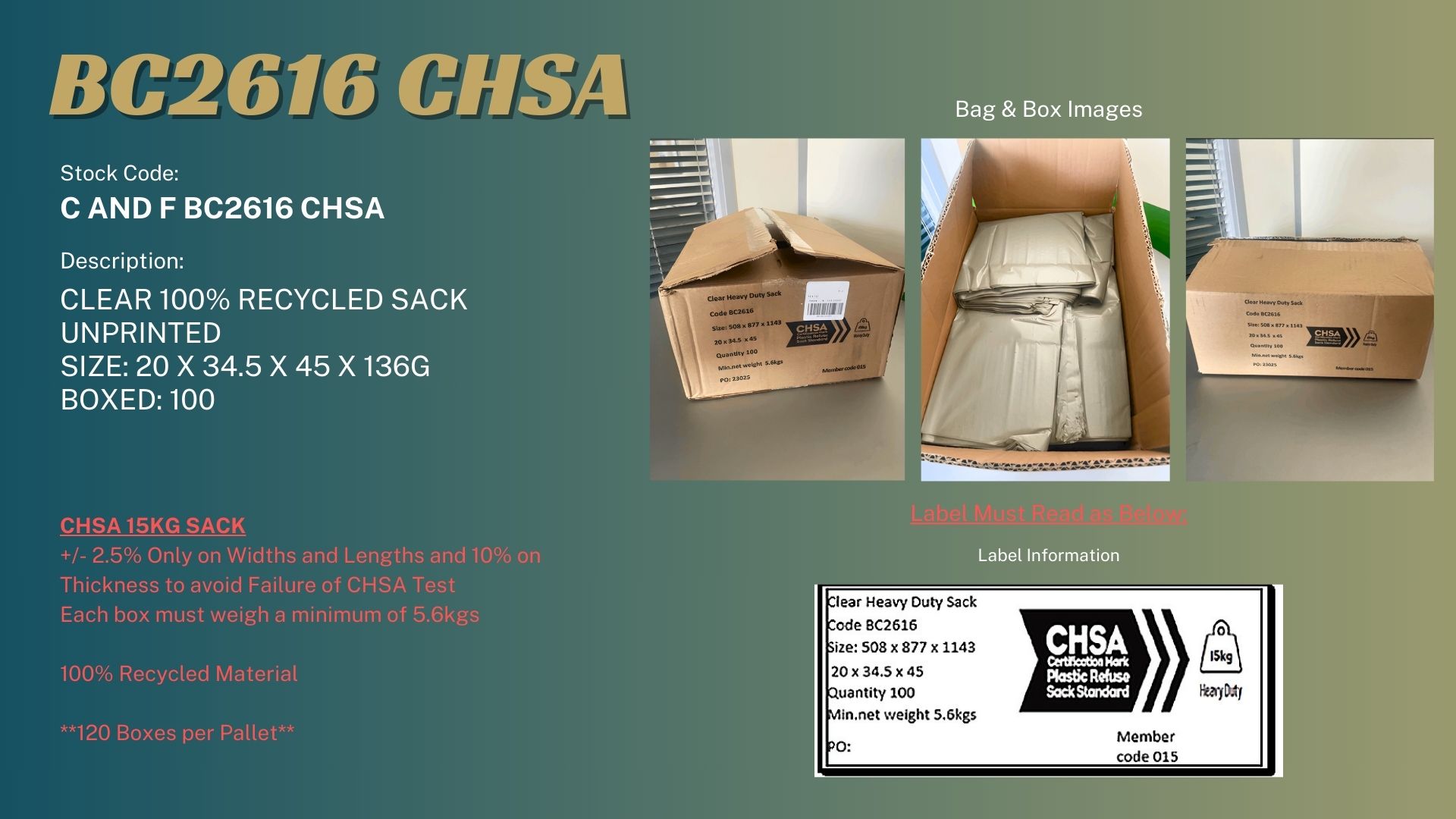 CLEAR 100% RECYCLED SACK (UNPRINTED)