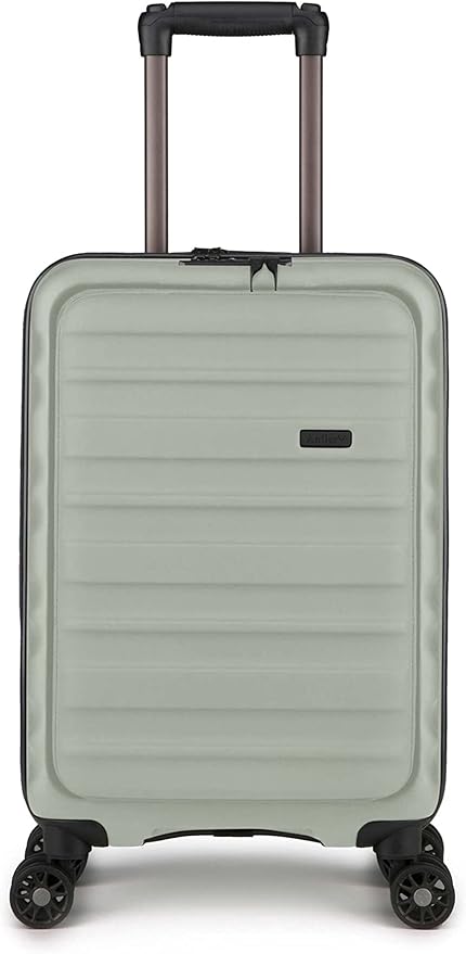 Wholesale antler clifton cabin with pocket suitcase - size cabin, green | 45l, lightweight, hard shell case for business travel & holidays | spinner luggage with 4 wheels, twist grip handle & 2 tsa locks