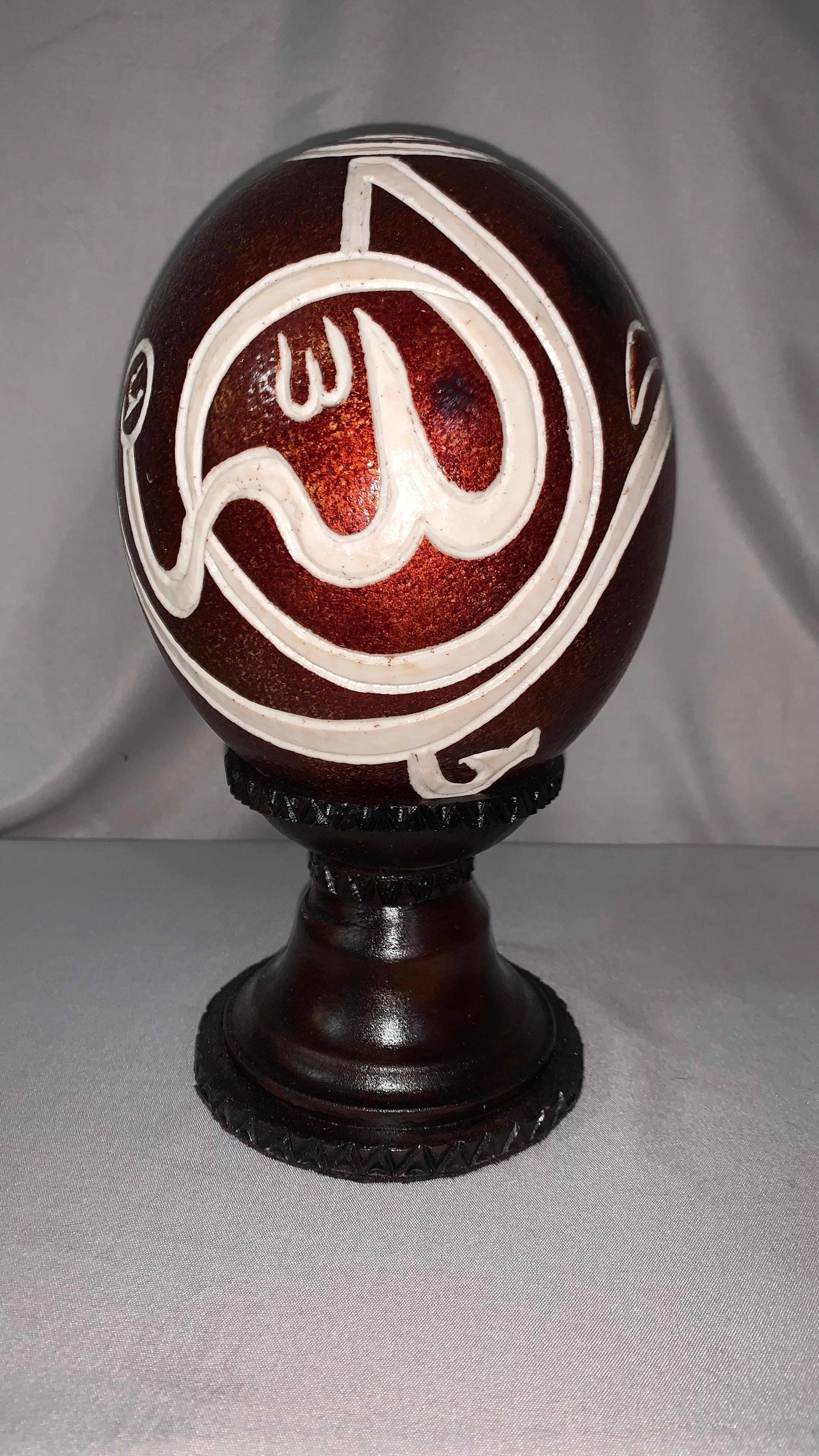 Hand carved Islamic calligraphy ostrich eggs_3