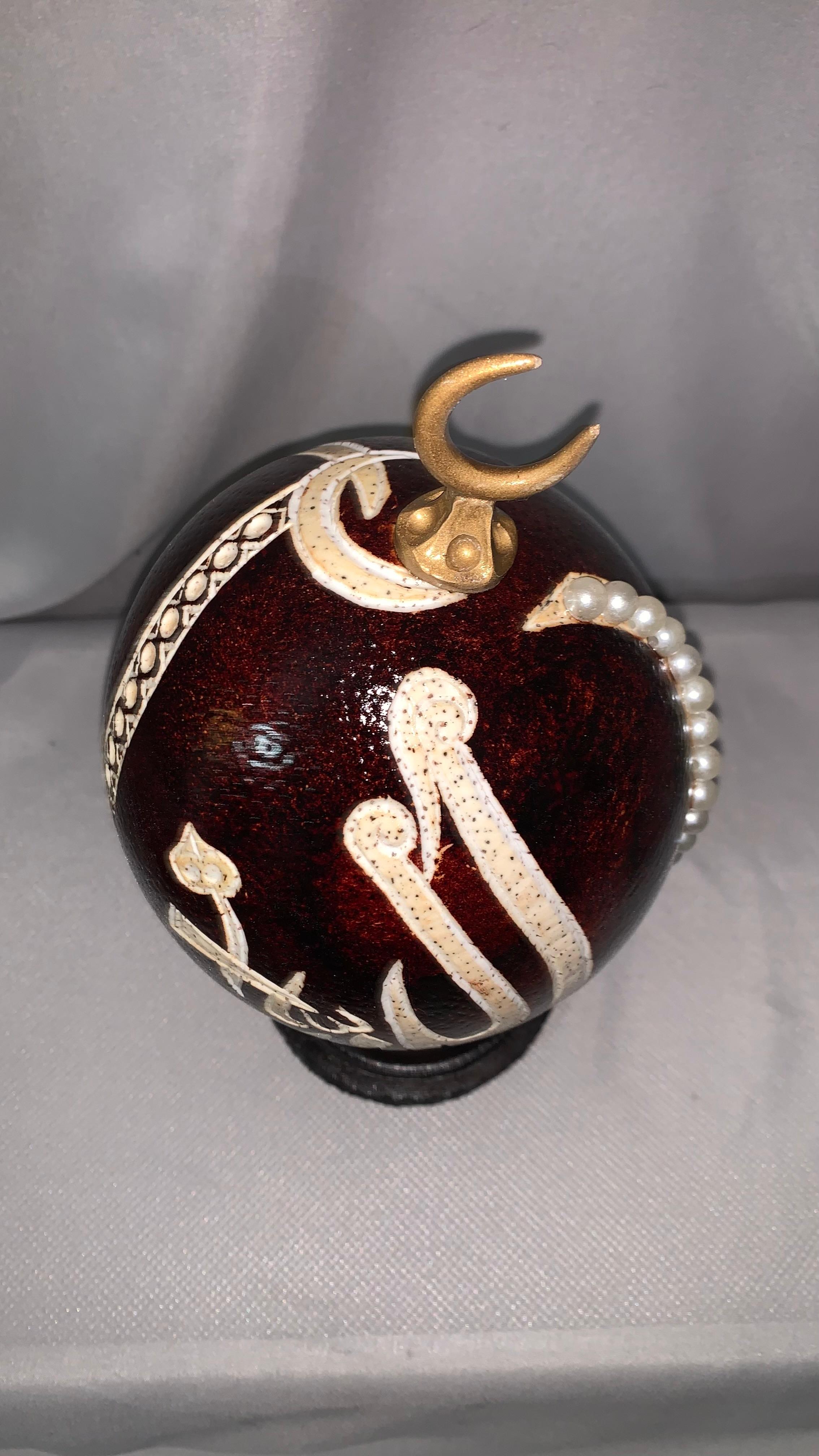 Hand carved islamic calligraphy ostrich eggs