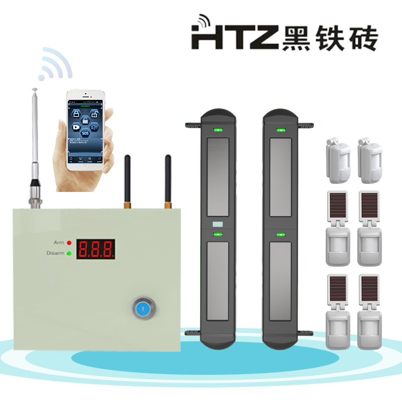 Solar-powered 4-beams active wireless infrared light wall perimeter security outdoor intrusion detection system_12