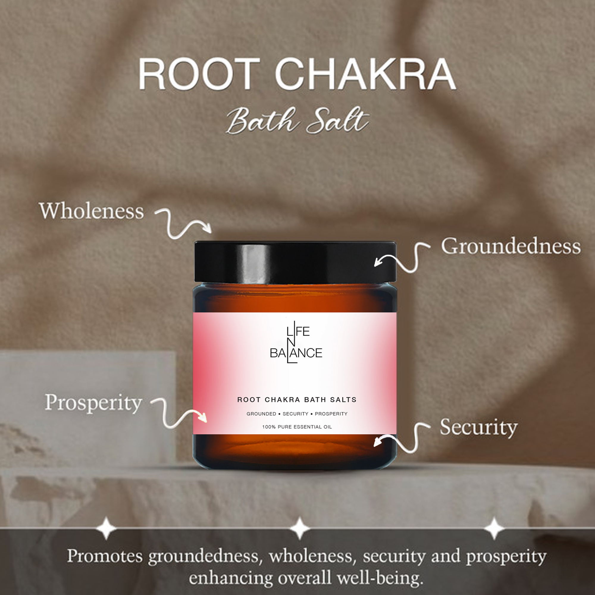 Root Chakra Salt 250mg – 396 Hz Healing Bath Salt for Grounding, Prosperity &#38; Energy Balance with Earth &#38; Wood Elements_4