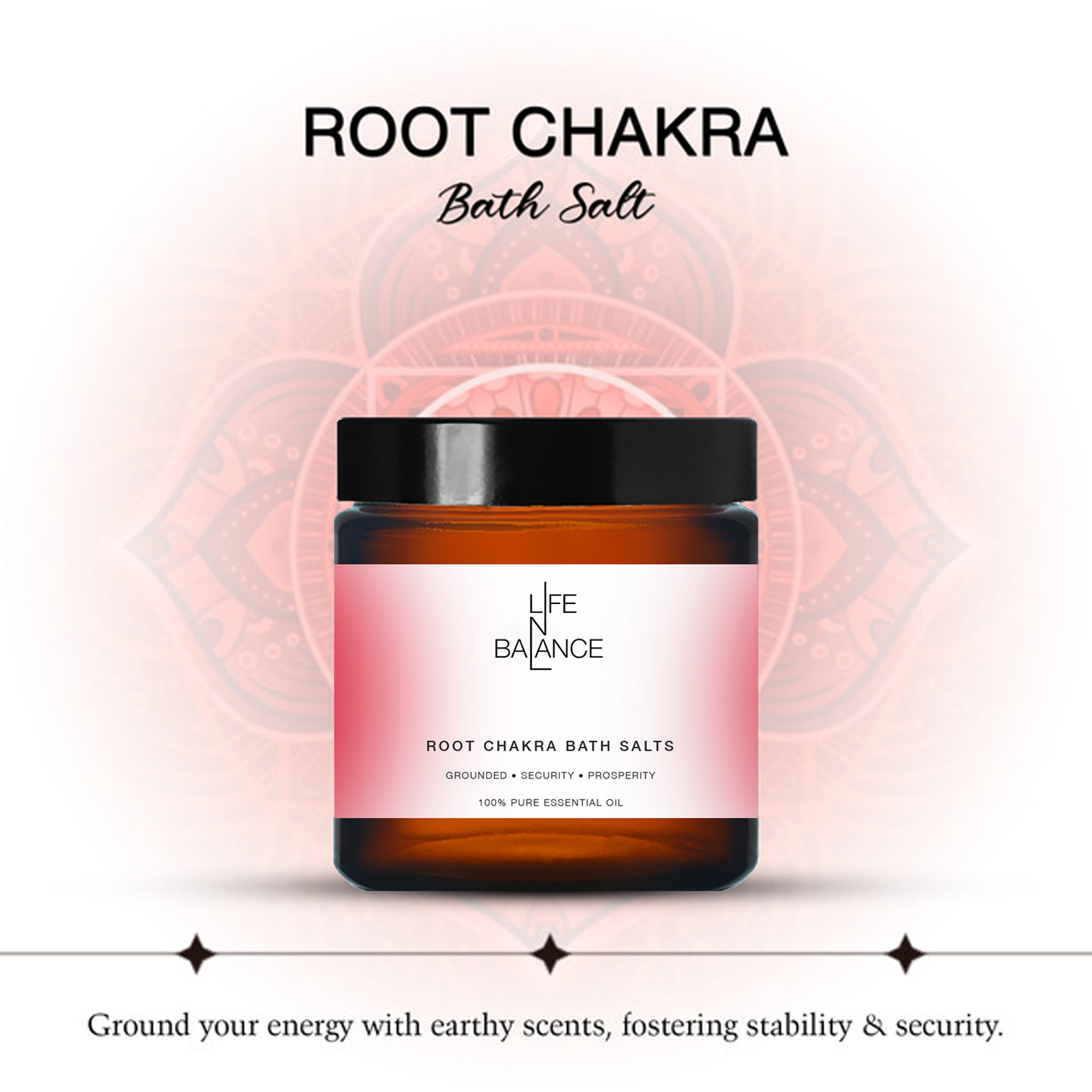 Root chakra salt 250mg – 396 hz healing bath salt for grounding, prosperity &#38; energy balance with earth &#38; wood elements