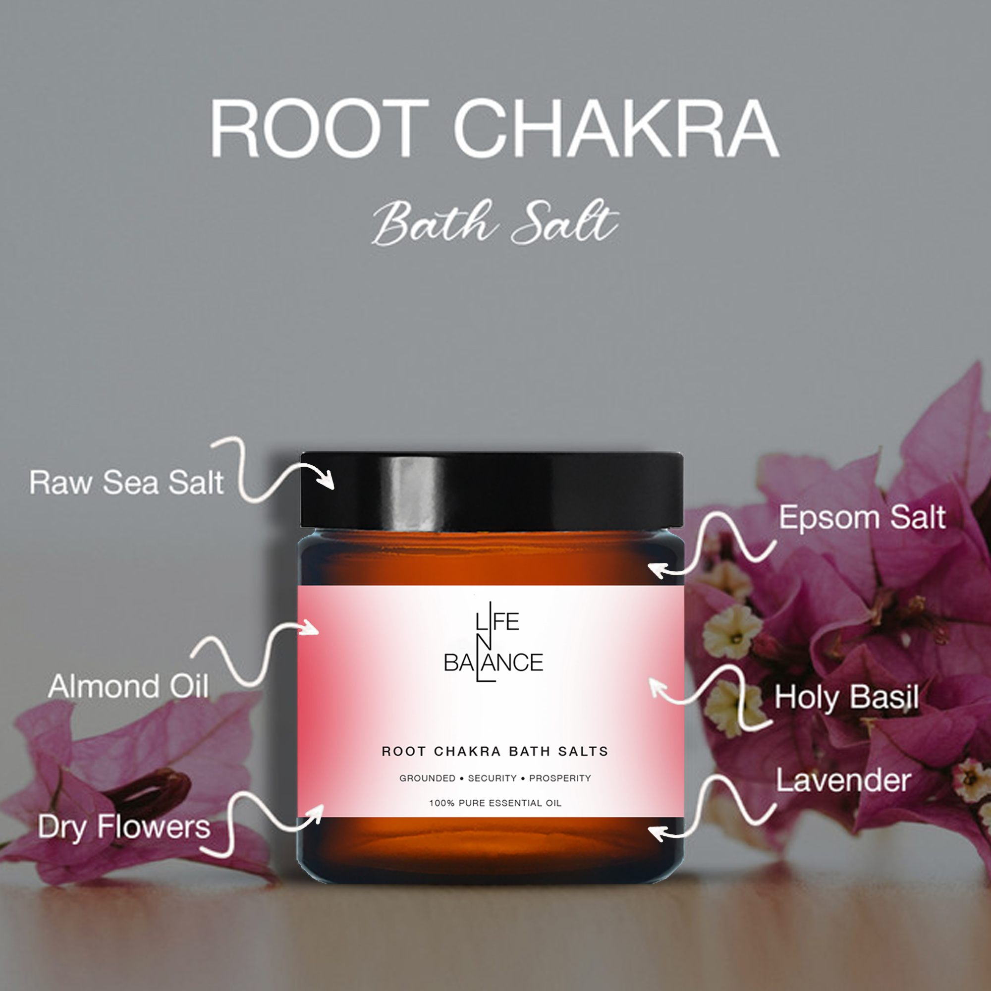 Root Chakra Salt 250mg – 396 Hz Healing Bath Salt for Grounding, Prosperity &#38; Energy Balance with Earth &#38; Wood Elements_3