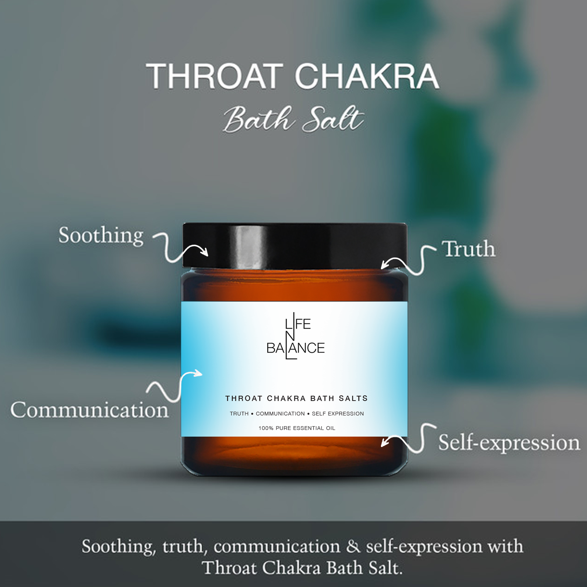 Throat Salt 250gm – 852 Hz Chakra Salt with Oud &amp; Amber Aroma, Space/Ether Element, SHAM Mantra for Truth, Communication, Soothing &amp; Self-Expressio_4