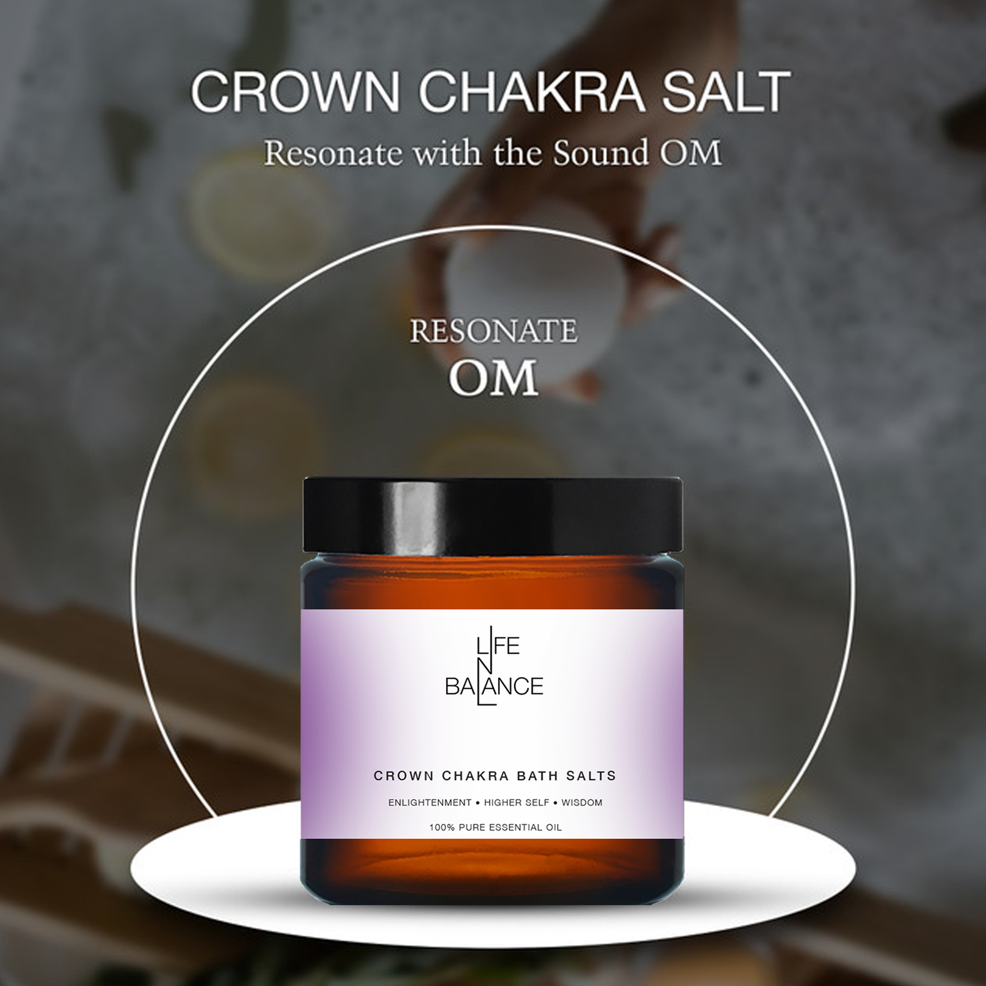 Crown Chakra Salt 250gm – 963 Hz Chakra Salt with Oud & Amber Aroma, Space/Ether Element, OM Mantra for Meditation, Enlightenment, Higher Self & Wisdom_4