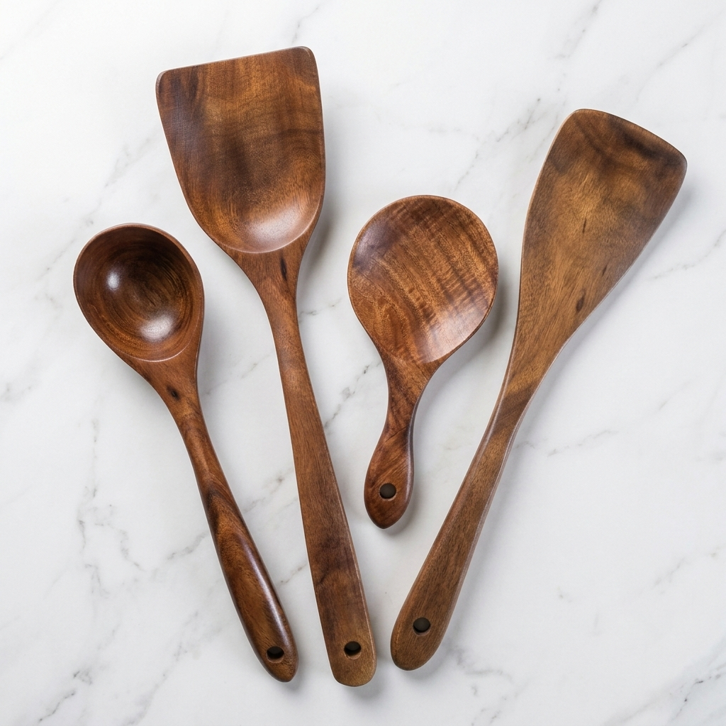 Premium Acacia Wood Kitchen Utensil Set – 7 Pcs Natural Wooden Cooking Tools_7