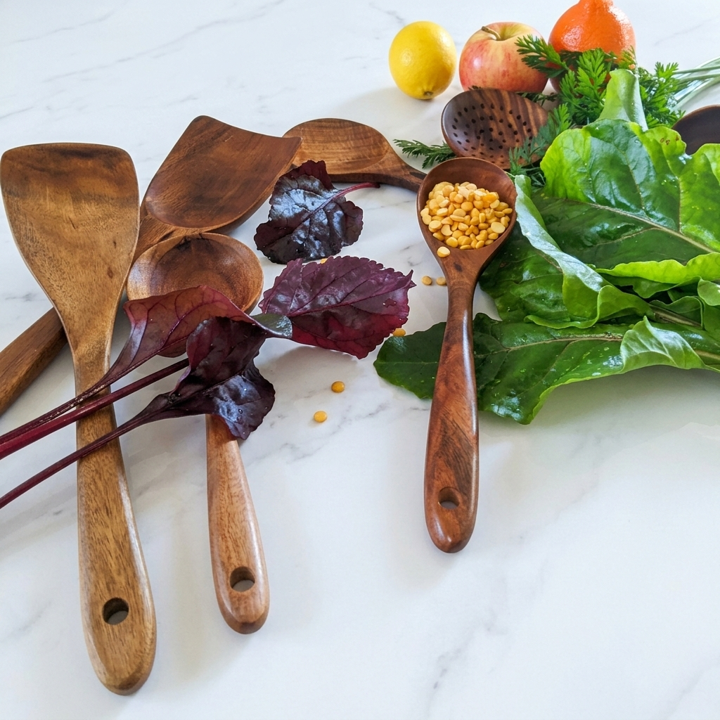 Premium Acacia Wood Kitchen Utensil Set – 7 Pcs Natural Wooden Cooking Tools_5