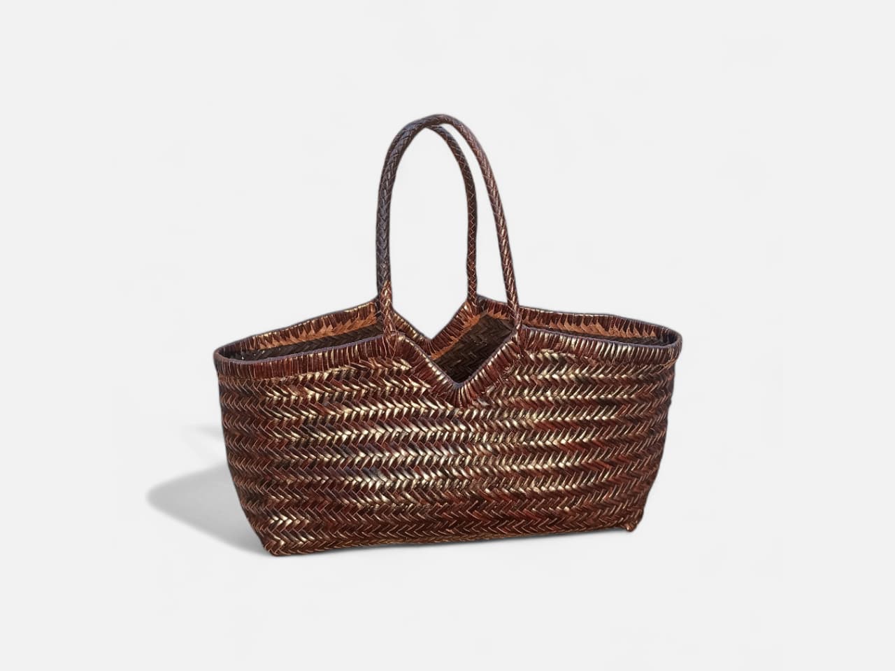 Zafra Handwoven Leather Tote Bag for Women V Shape Genuine TC Leather Shoulder Bag Artisan Made Kanpur India_3