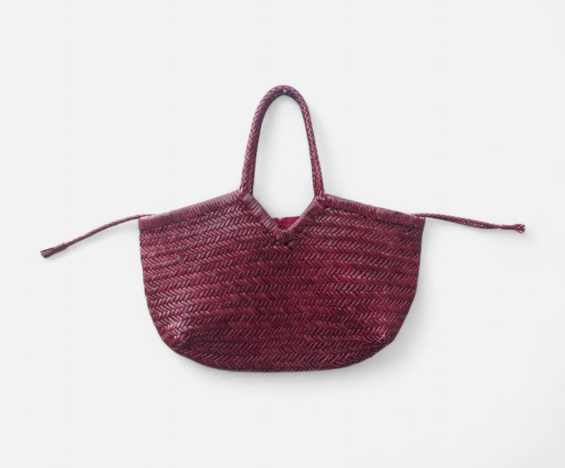Zafra Handwoven Leather Tote Bag for Women V Shape Genuine TC Leather Shoulder Bag Artisan Made Kanpur India_6