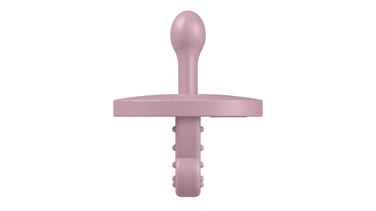 Lujo Bear Safe&Joy Stage 1 Baby Pink Elliptical Silicone Pacifier & Teether (0-6 Months)