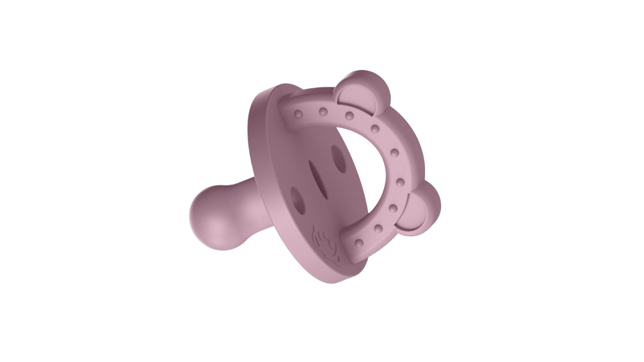 Lujo Bear Safe&Joy Stage 1 Baby Pink Elliptical Silicone Pacifier & Teether (0-6 Months)_2