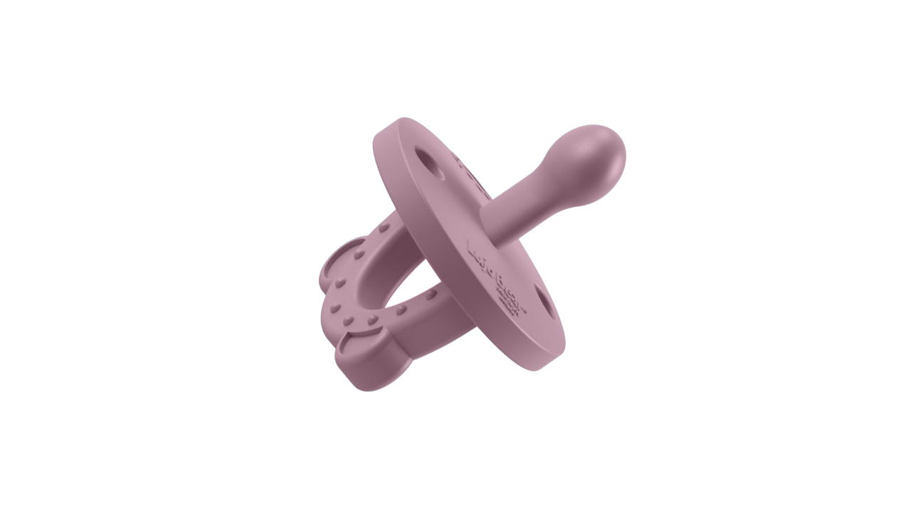 Lujo Bear Safe&Joy Stage 1 Baby Pink Elliptical Silicone Pacifier & Teether (0-6 Months)_3