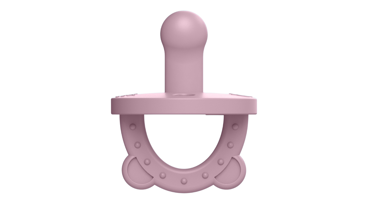 Lujo Bear Safe&Joy Stage 1 Baby Pink Elliptical Silicone Pacifier & Teether (0-6 Months)_4