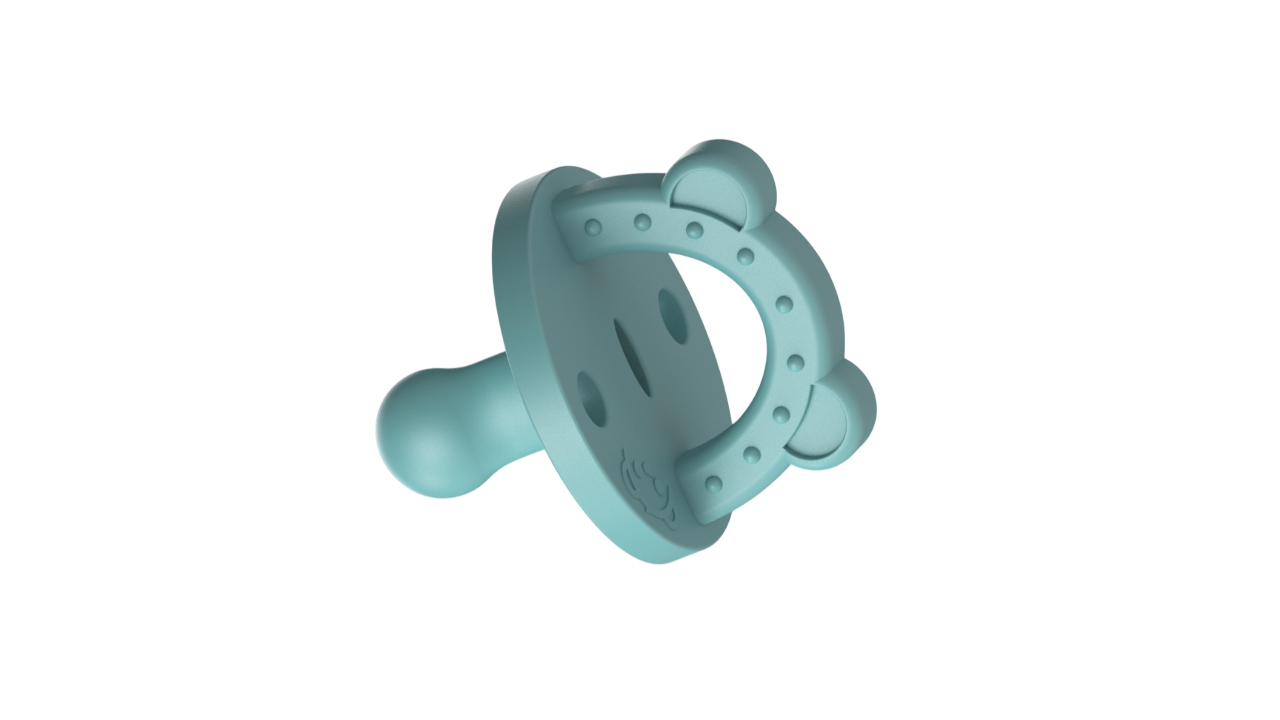 Lujo Bear Safe&Joy Stage 1 Blue Elliptical Silicone Pacifier & Teether (0-6 Months)_3
