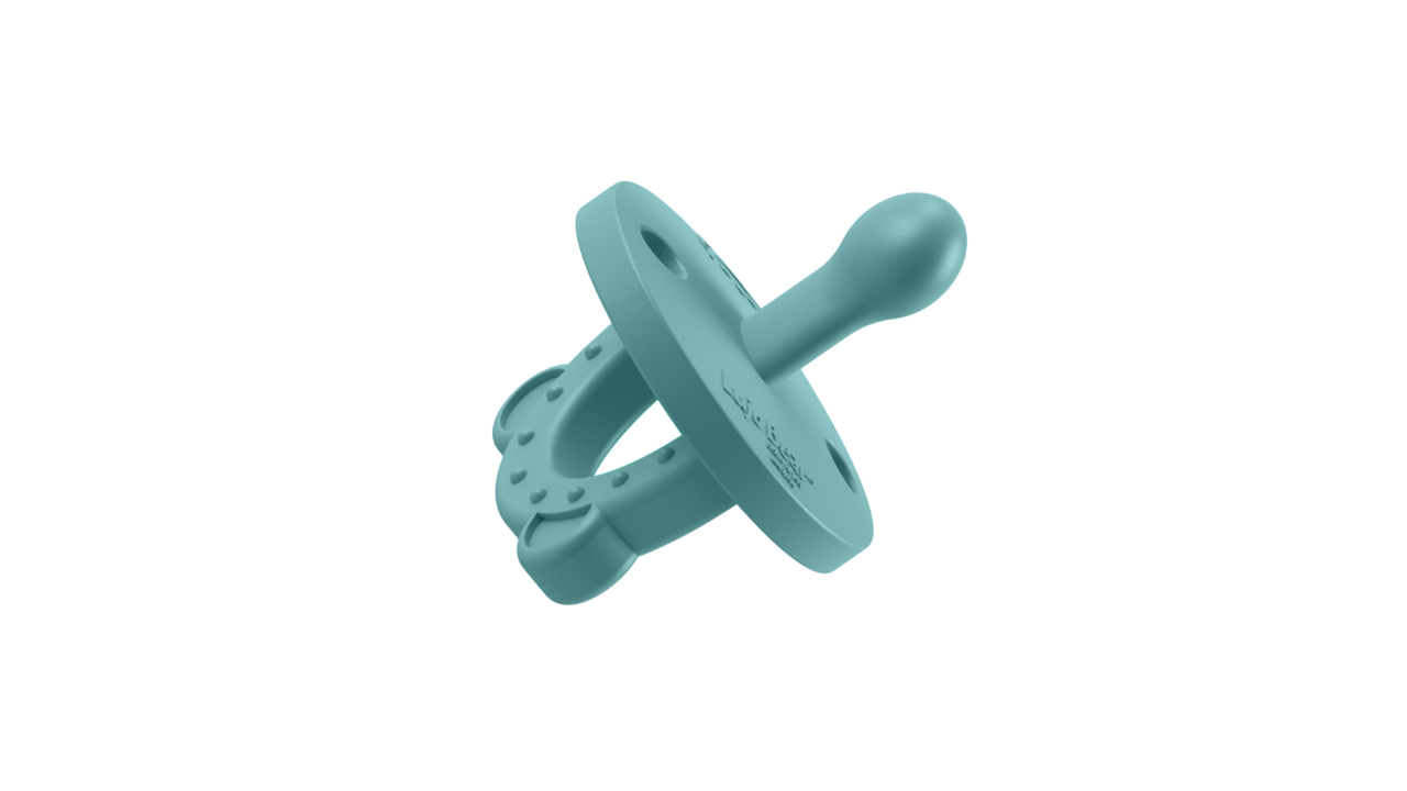 Lujo Bear Safe&Joy Stage 1 Blue Elliptical Silicone Pacifier & Teether (0-6 Months)_4