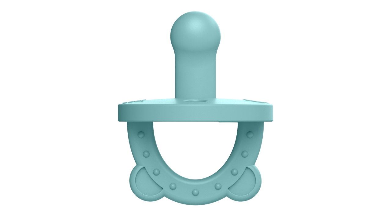 Lujo Bear Safe&Joy Stage 1 Blue Elliptical Silicone Pacifier & Teether (0-6 Months)_5