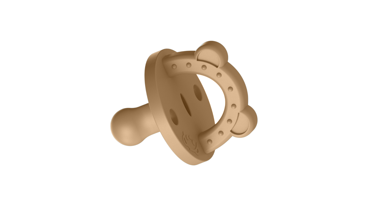 Lujo Bear Safe&Joy Stage 1 Peach Elliptical Silicone Pacifier & Teether (0-6 Months)_3
