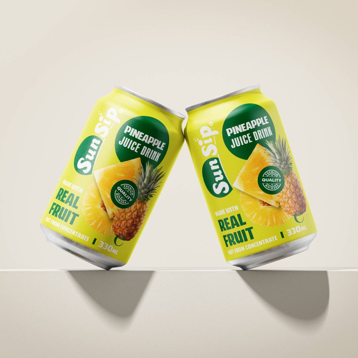 SunSip Pineapple Juice Drink 330ml with fruit juice OEM ODM Private Label