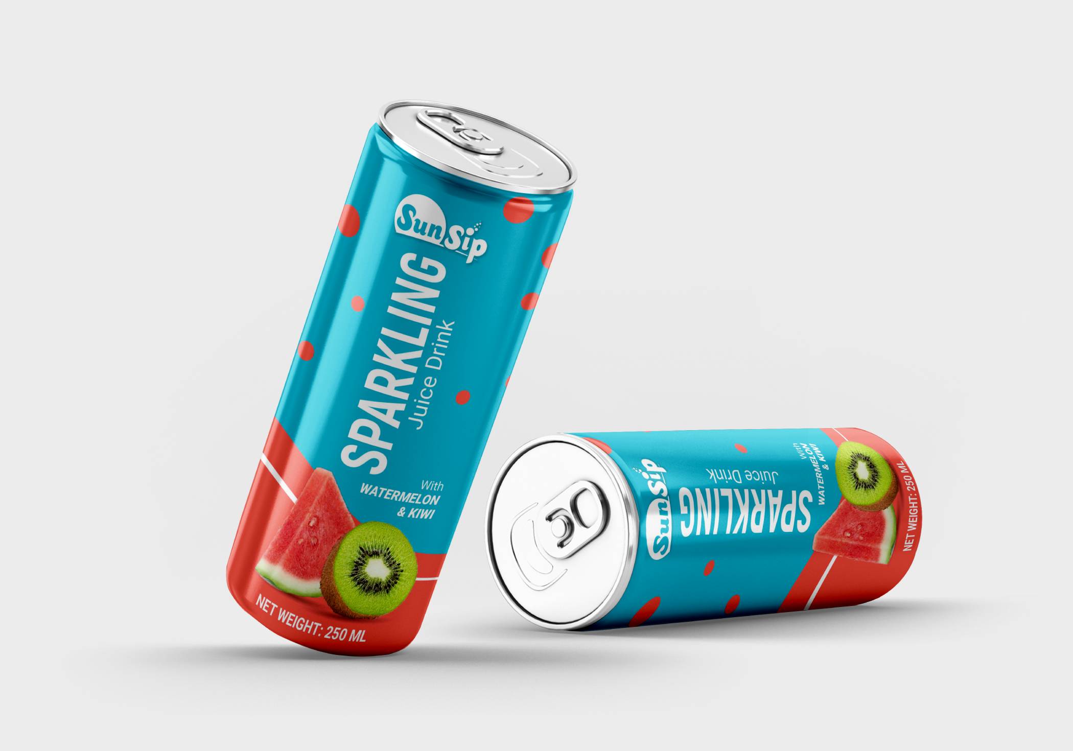 250ml SunSip Watermelon & Kiwi Sparkling Juice Drink | OEM Fruit Sparkling Can_3