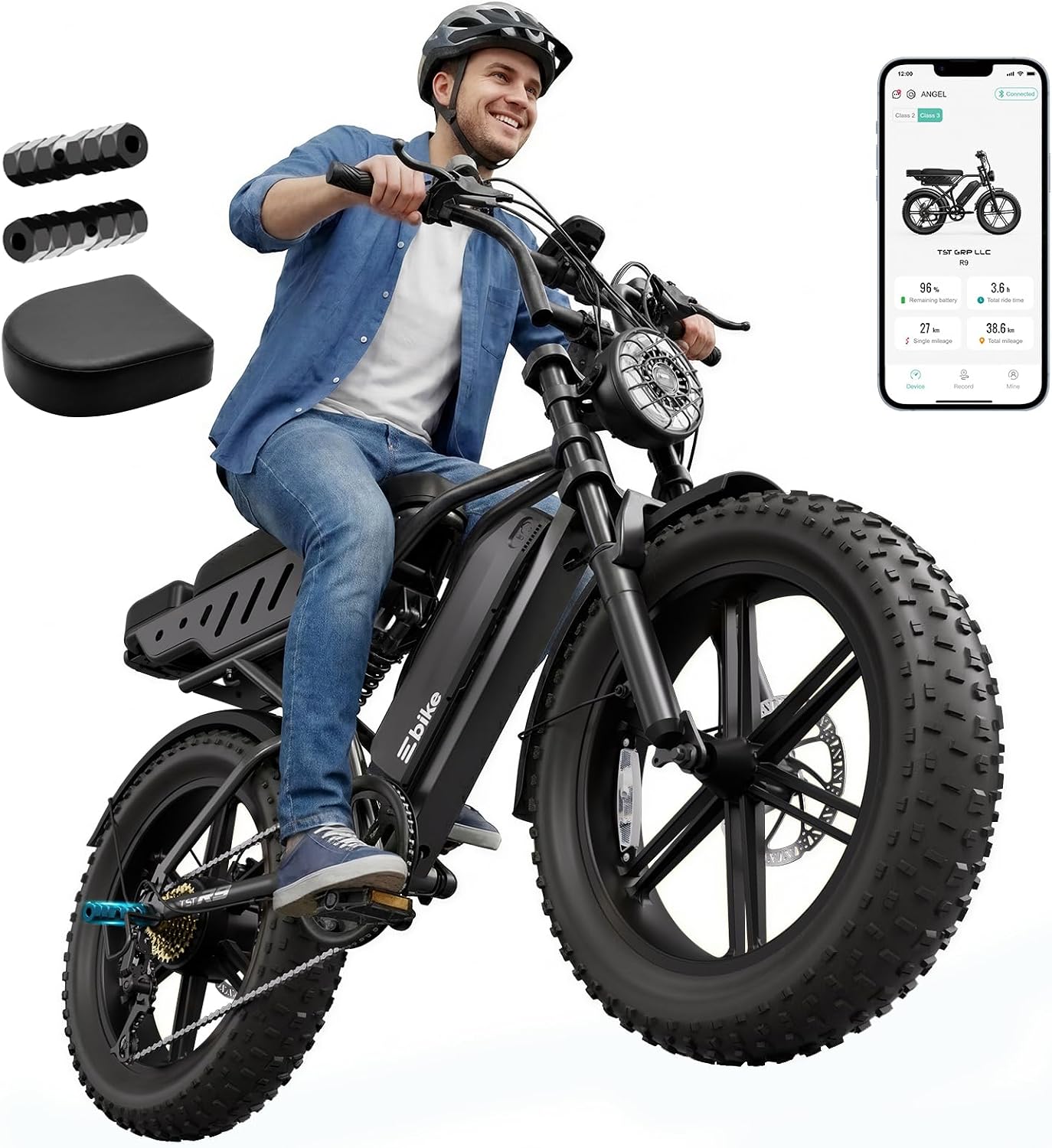 Electric Bike 48V Removable Battery Retro Ebike 28MPH Top Speed_2