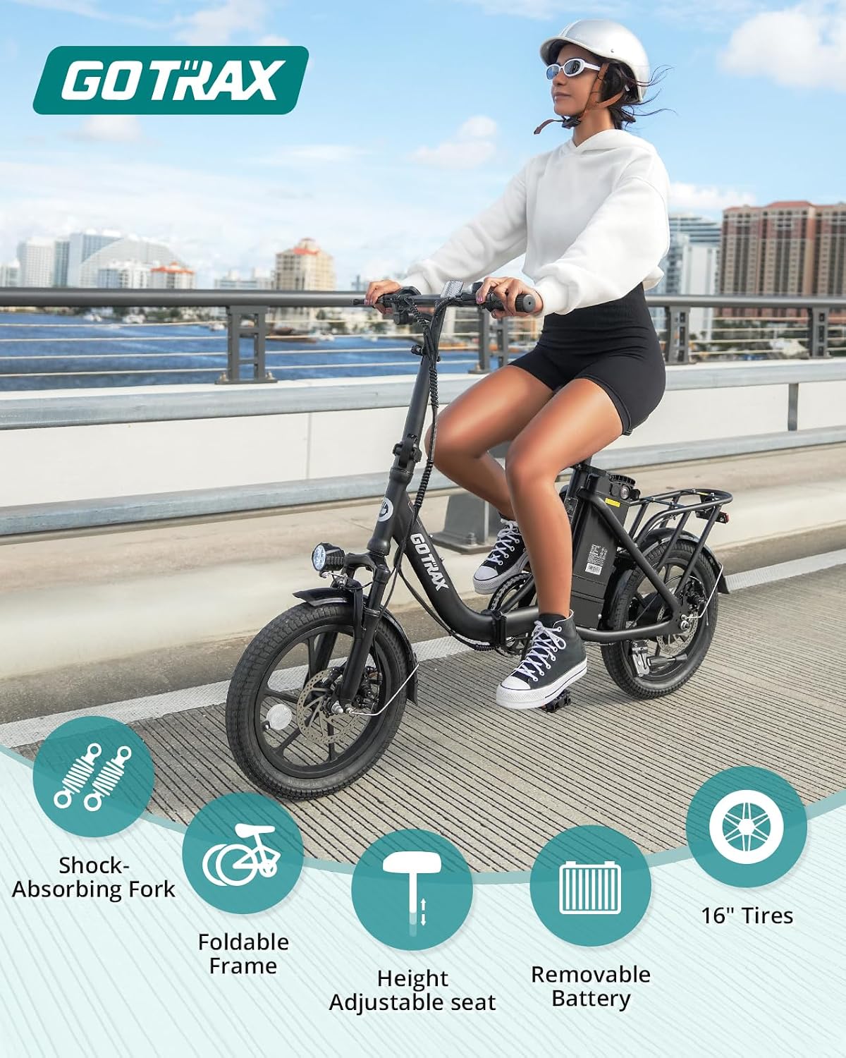 Gotrax S4 16 Folding Electric Bike for Adults & Teens Max 28 Mile 15.5Mph Bike_7